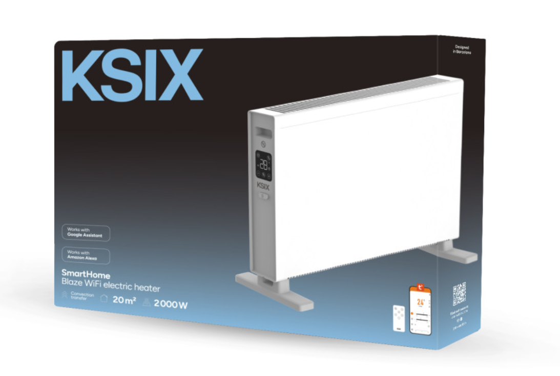 Grijalica KSIX BLAZE, električna, konvektorska, 2000W, LED zaslon, Tuya, bijela-5