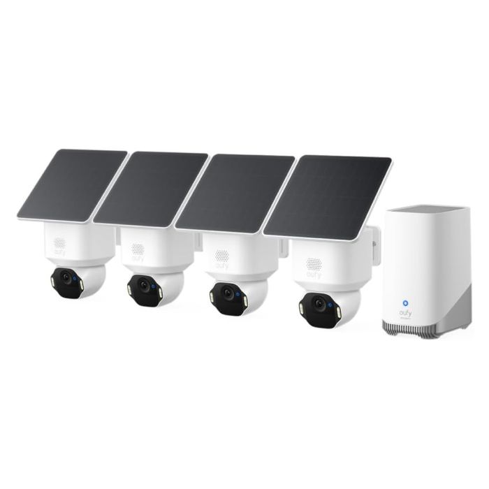 Sigurnosne kamere ANKER Eufy Security SoloCam E42 (Komplet 4 kamere, HomeBase 3 baza, 4 solarni paneli, Ultra HD 4K, AI detekcija pokreta, 360° pokrivenost, sirena, SolarPlus™ 2.0 tehnologija)