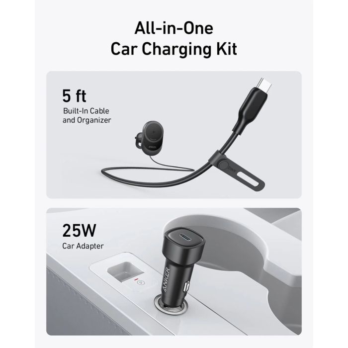 Bežični punjač za auto ANKER MagGo (15W, USB-C kabel, magnetna osnova)-3