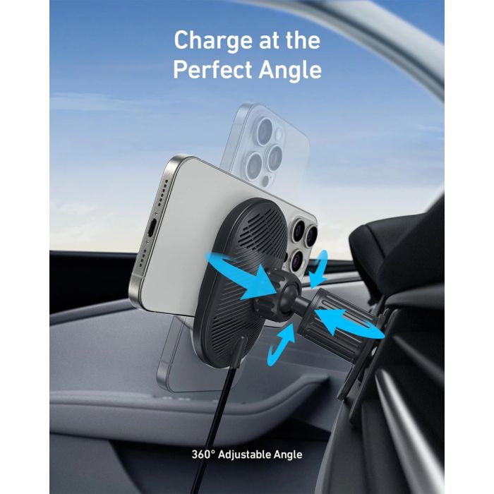 Bežični punjač za auto ANKER MagGo (15W, USB-C kabel, magnetna osnova)-2