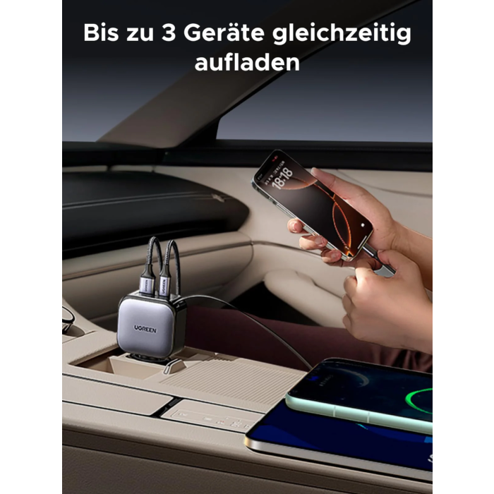 automobilski punjač UGREEN 55212 60W s vgrađenim USB-C kablom-6
