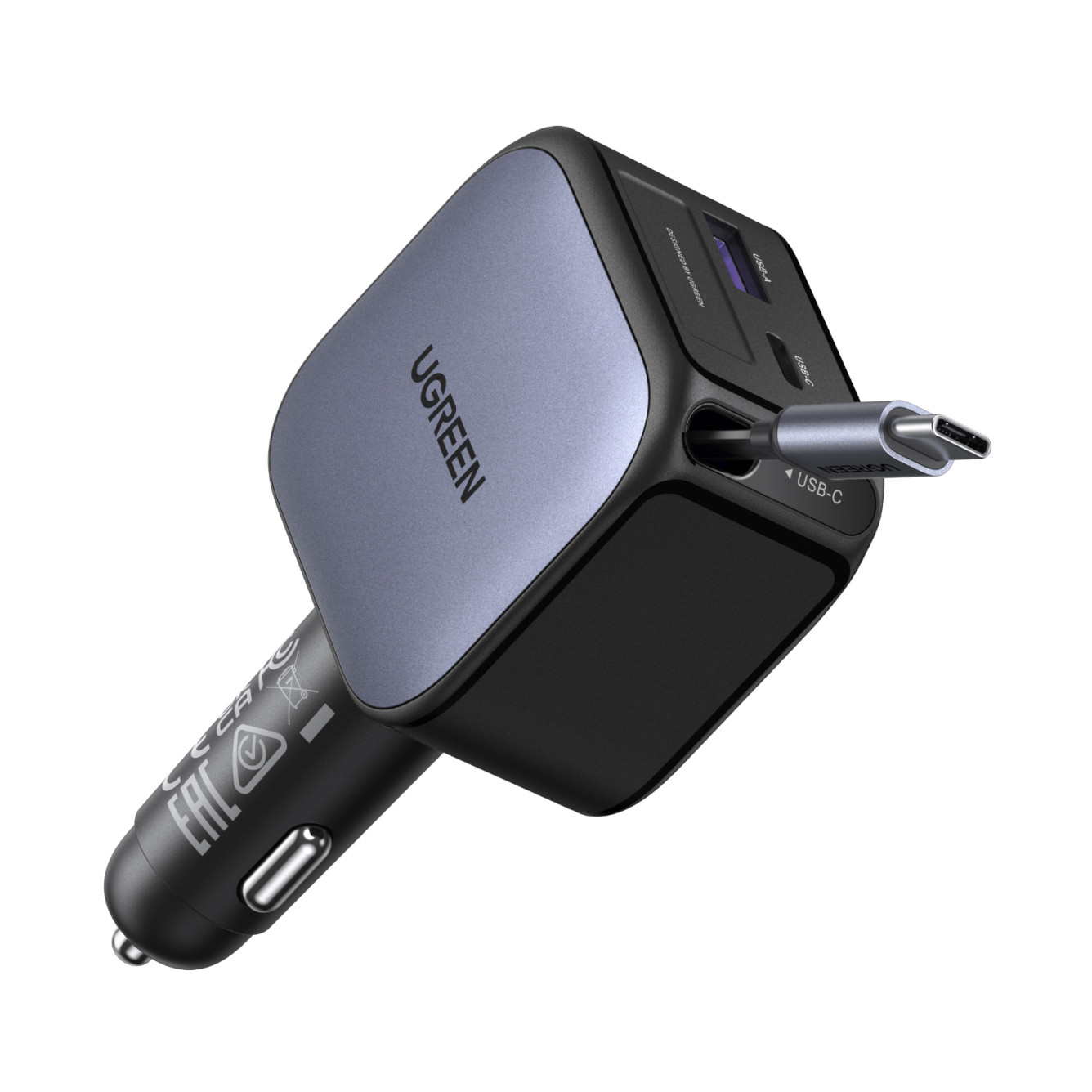 automobilski punjač UGREEN 55212 60W s vgrađenim USB-C kablom-11