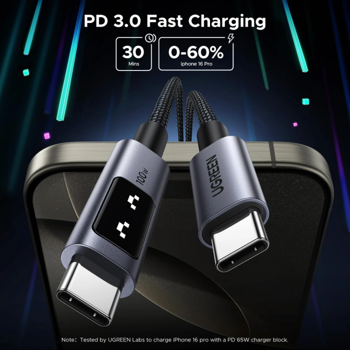Kabel UGREEN 35513 USB-C na USB-C polnilni 100W, 3M-1