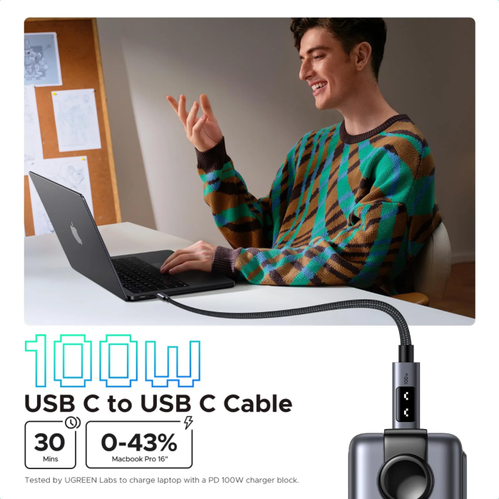 Kabel UGREEN 35513 USB-C na USB-C polnilni 100W, 3M-5