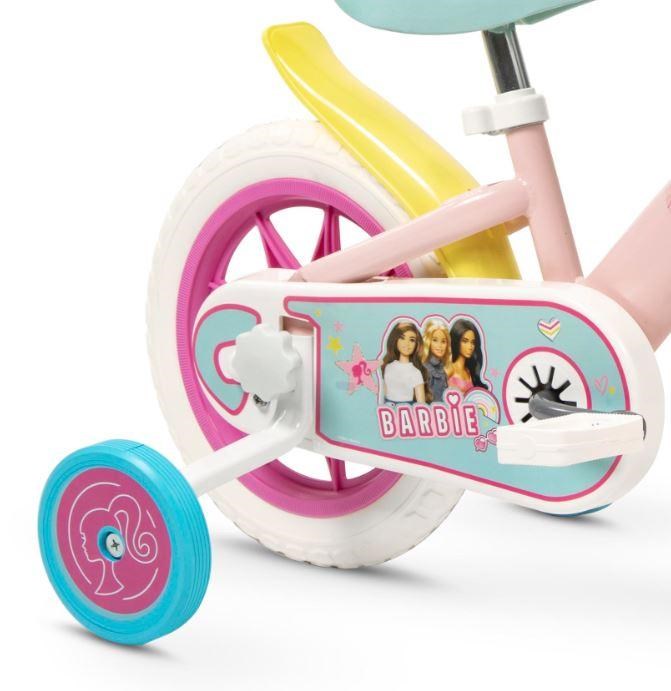 Dječji bicikl TOIMSA Barbie 12" (3-5 godina, pomoćni kotači, košara, sjedalica za lutku) Pink