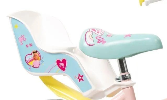 Dječji bicikl TOIMSA Barbie 14" (za djecu 4-6 god, pomoćni kotači, košara, sjedalica za lutku) Pink-2