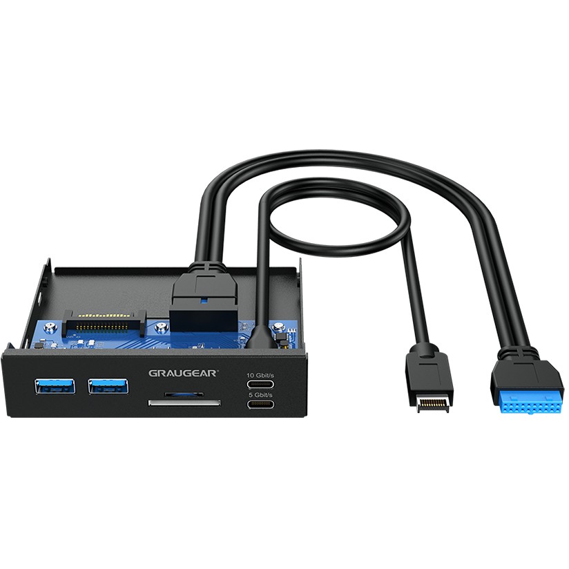 Multi Front Panel GRAUGEAR USB Hub + Card Reader-0
