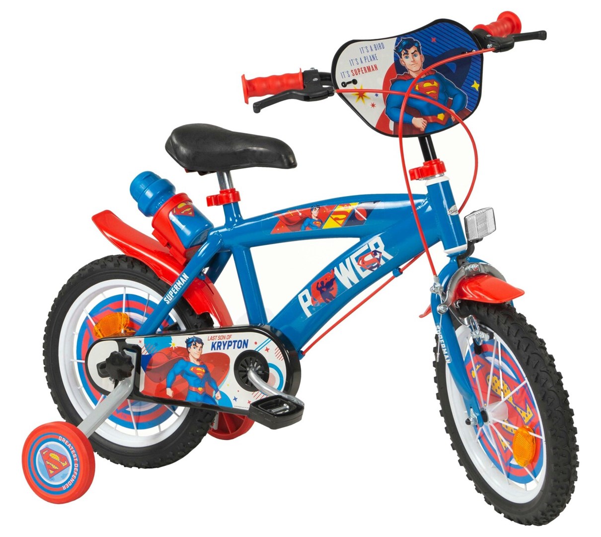 Dječji bicikl TOIMSA Superman 14" (za djecu 4-6 god, pomoćni kotači, prednja i stražnja kočnica)