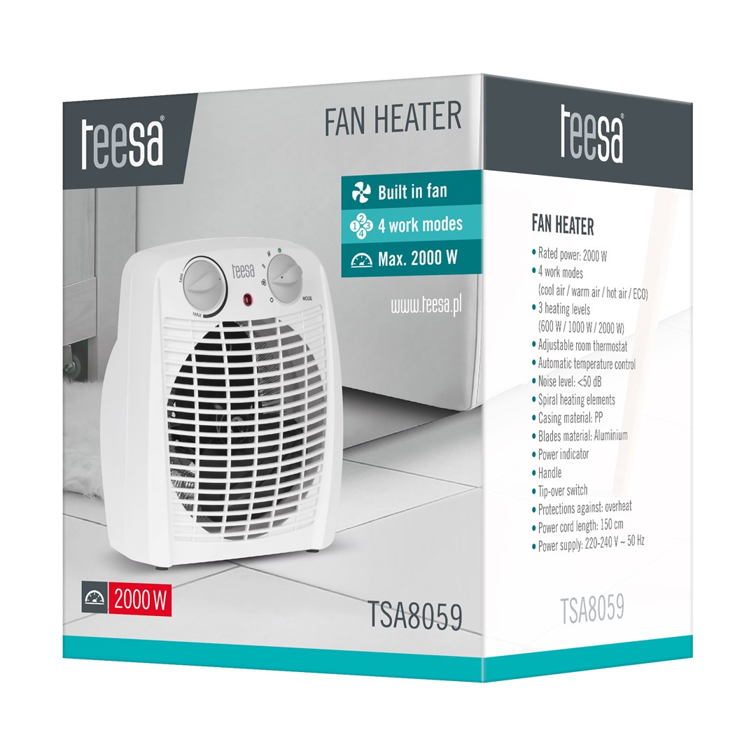 Grijač prostora TEESA TSA8059 električni bijeli 2000 W-2