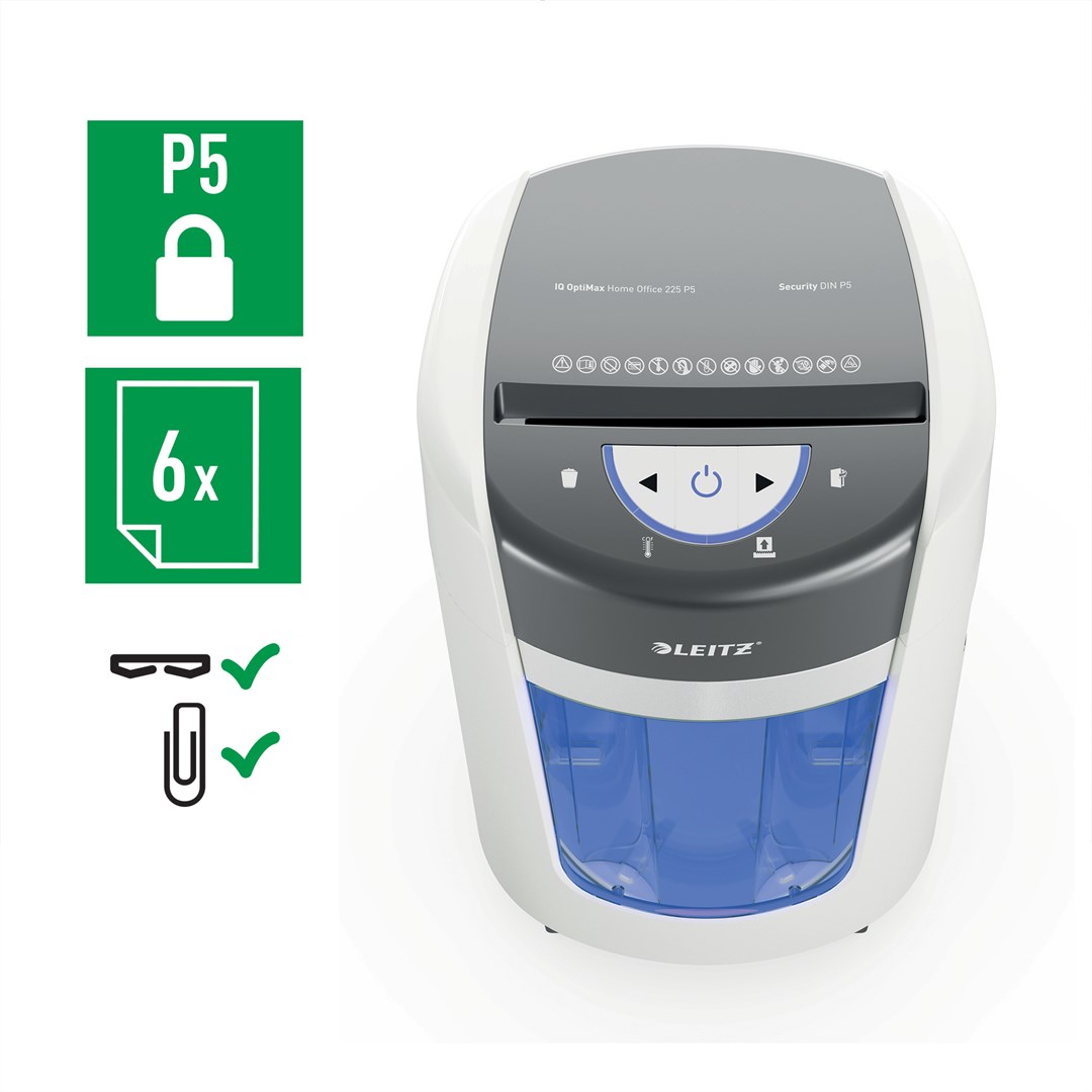 Rezač papira LEITZ IQ OptiMax Home Office 225 (Micro Cut, Security P5, 15L, Bijeli)-4