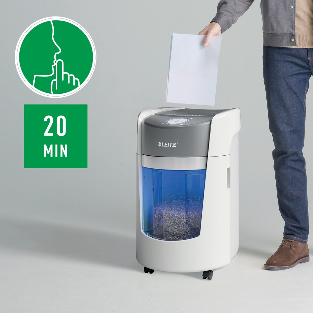 Uničitelj papira LEITZ IQ OptiMax Small Office 350 (Micro Cut, Security P5, 22L, bijeli)-5