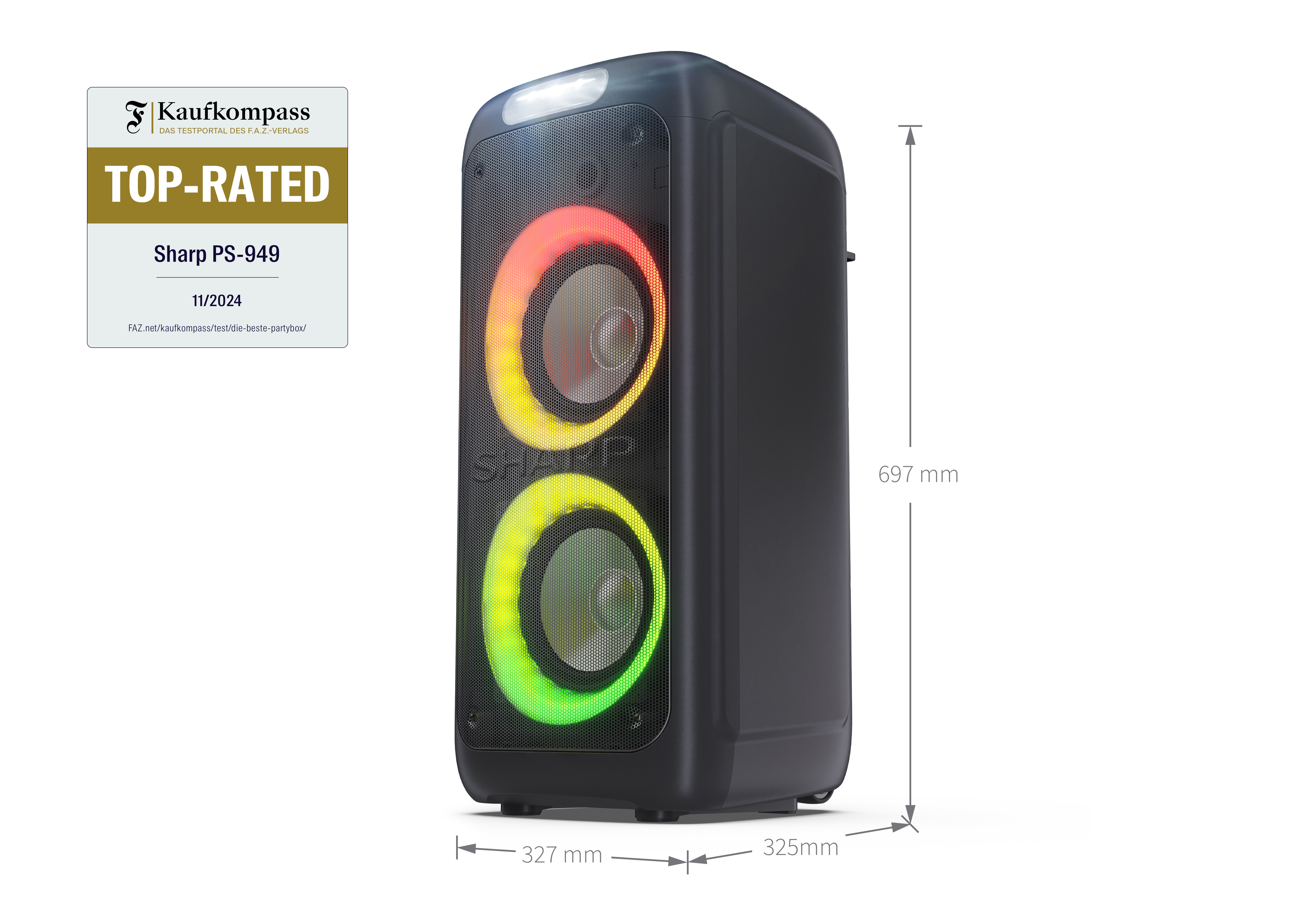 Party zvučnik SHARP PS-949 (132W, Bluetooth, TWS, IPX4, USB, LED rasvjeta)-8