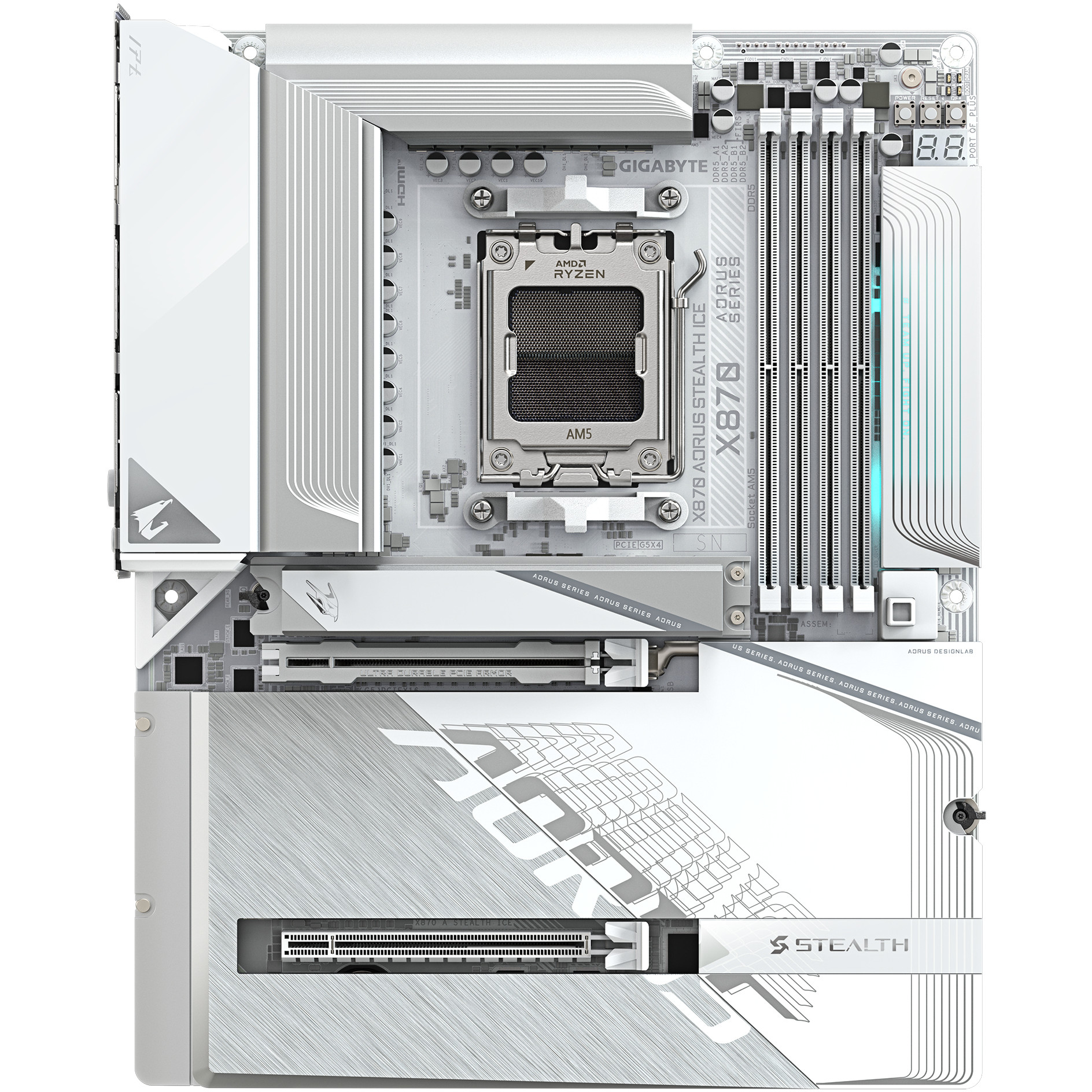 Matična ploča GIGABYTE AM5 X870 AORUS STEALTH ICE-5