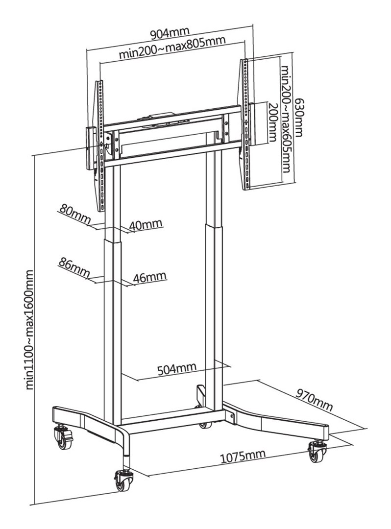 Stalak za TV TECHLY ICA-TR68M (za TV do 100", crni)-11