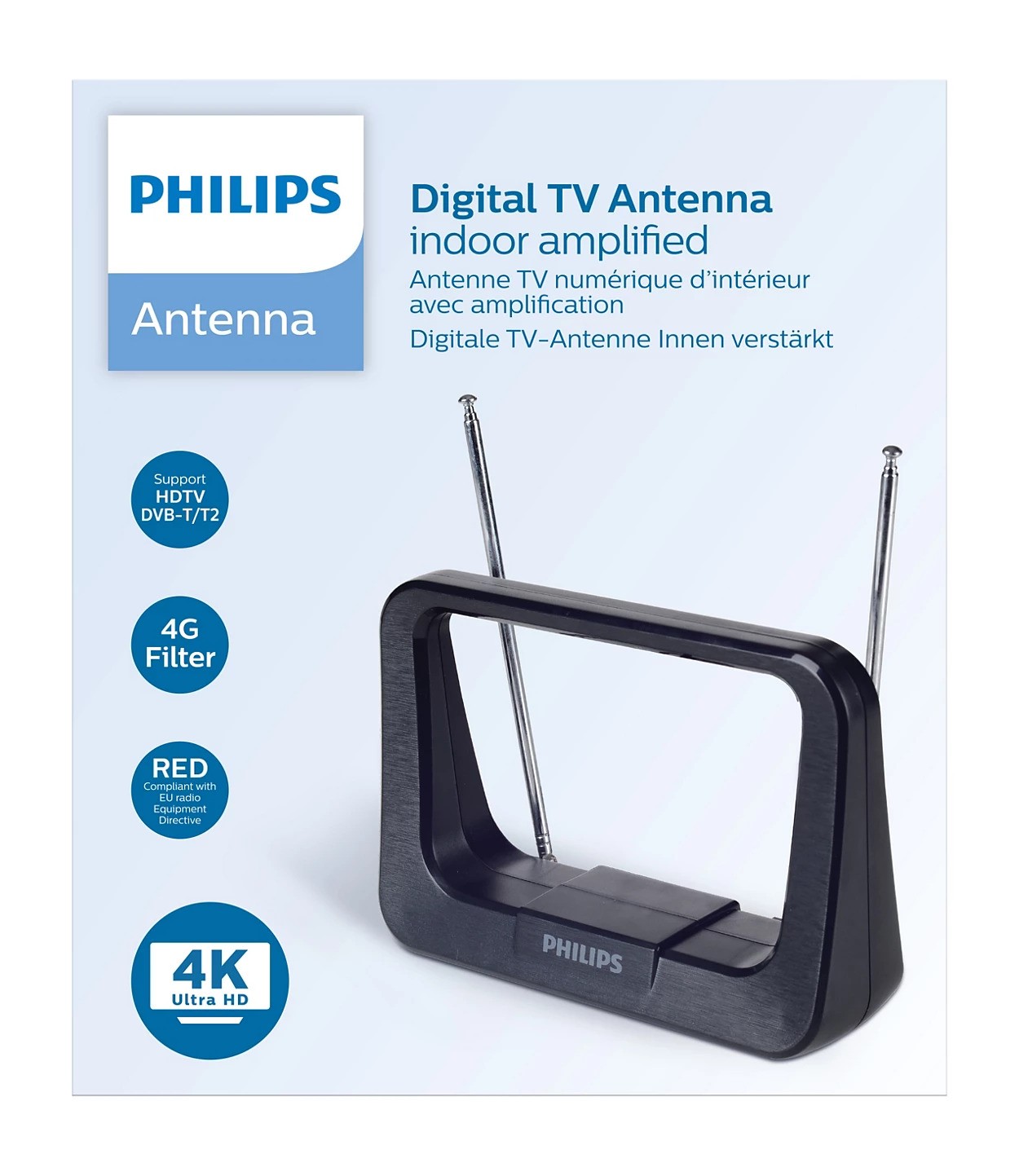 Unutarnja antena PHILIPS SDV1226/12, pojačalo 28dB, 4G filter, UHF, VHF, FM,HDTV, 1.8 m-3