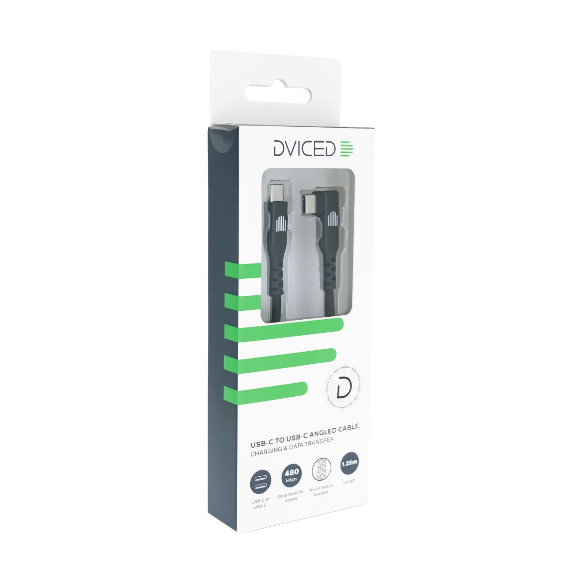 Kabel DVICED Angled Braided USB-C na USB-C, 1,25m - Crni-3