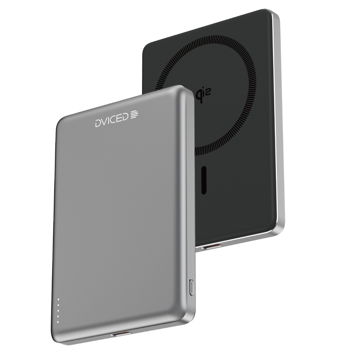 Power bank DVICED Qi2 Ultrathin MagSafe (5000mAh, MagSafe, crna/siva)