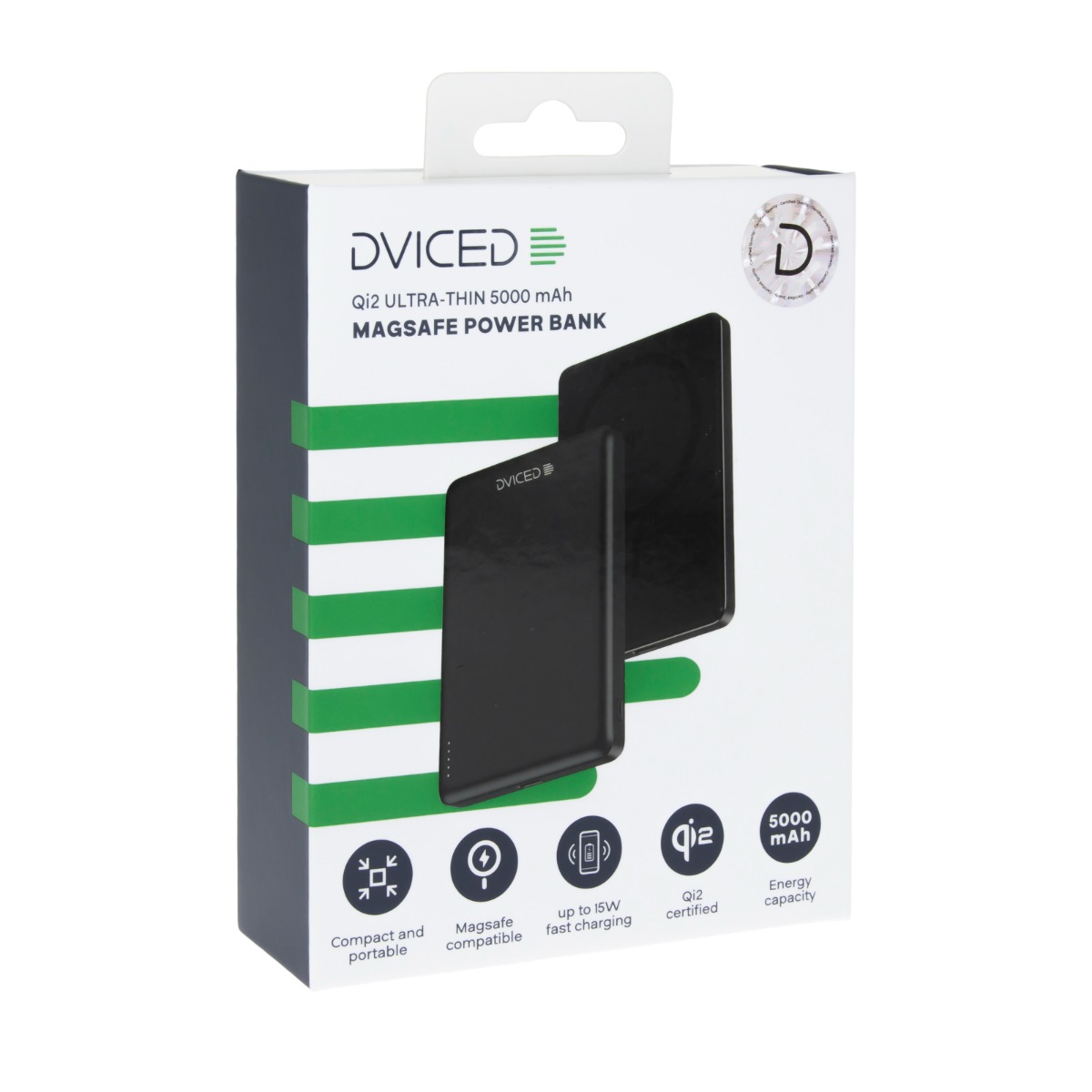 Power bank DVICED Qi2 Ultrathin MagSafe (5000mAh, crna)-4