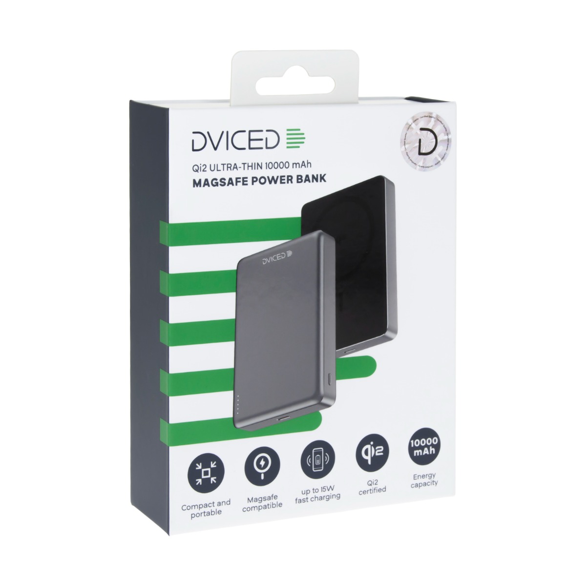 Power bank DVICED Qi2 Ultrathin MagSafe (10000mAh, Black/Grey)-2