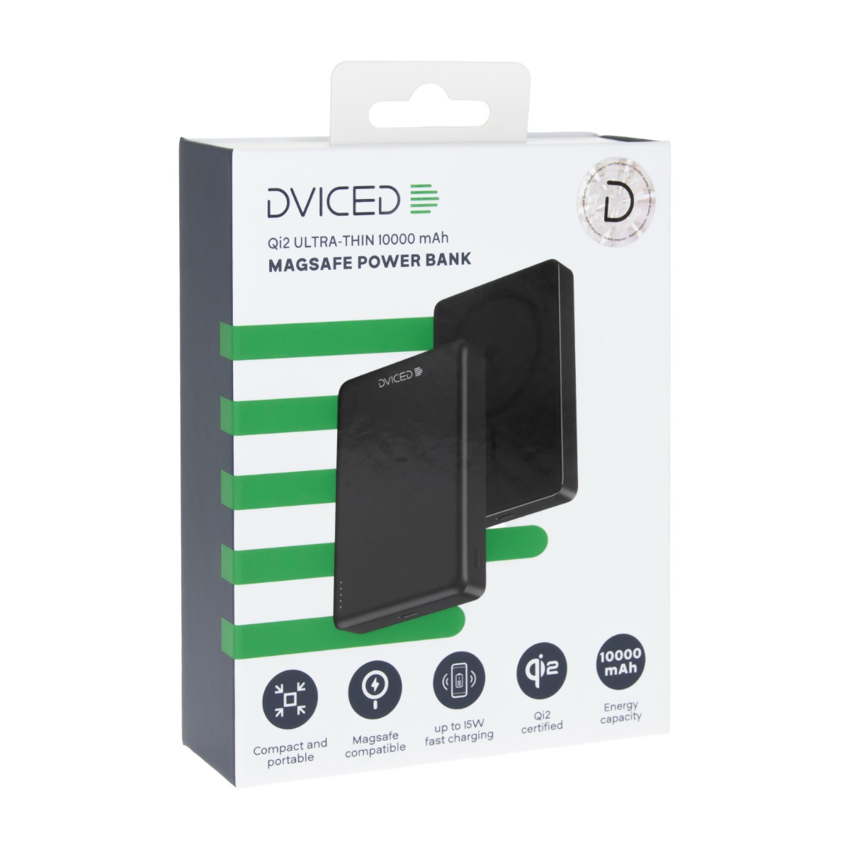 Power bank DVICED Qi2 Ultrathin MagSafe (10000mAh, crna)-2