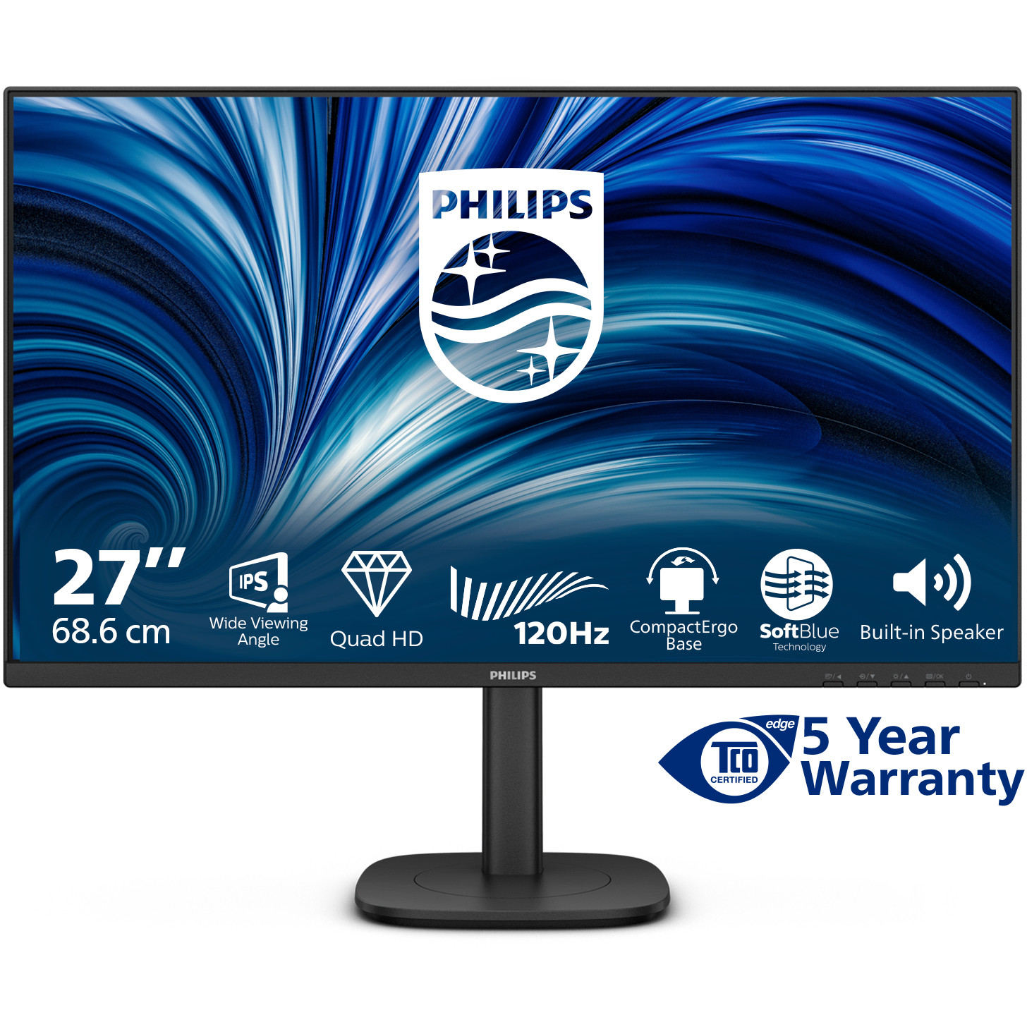 Monitor PHILIPS 27B2N3500J 27" QHD, 2xHDMI, DP, USB, HAS-7