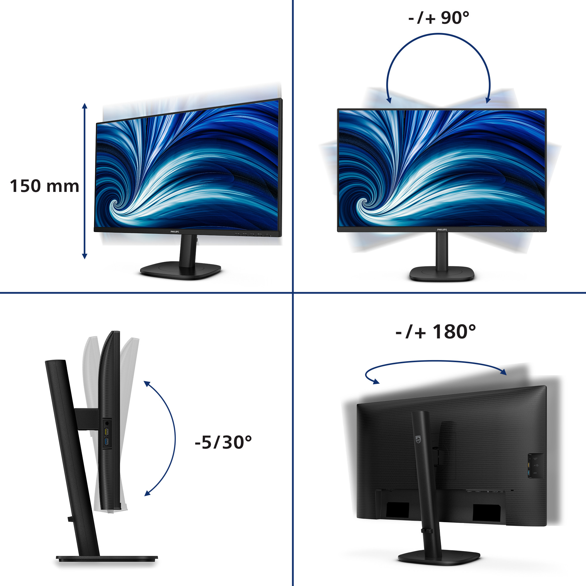 Monitor PHILIPS 27B2N3500J 27" QHD, 2xHDMI, DP, USB, HAS-9
