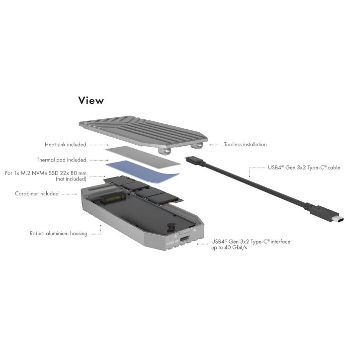 IcyBox IB-1919M-C42 USB4 Gen 3x2 ohišje za M.2 NVMe SSD-6
