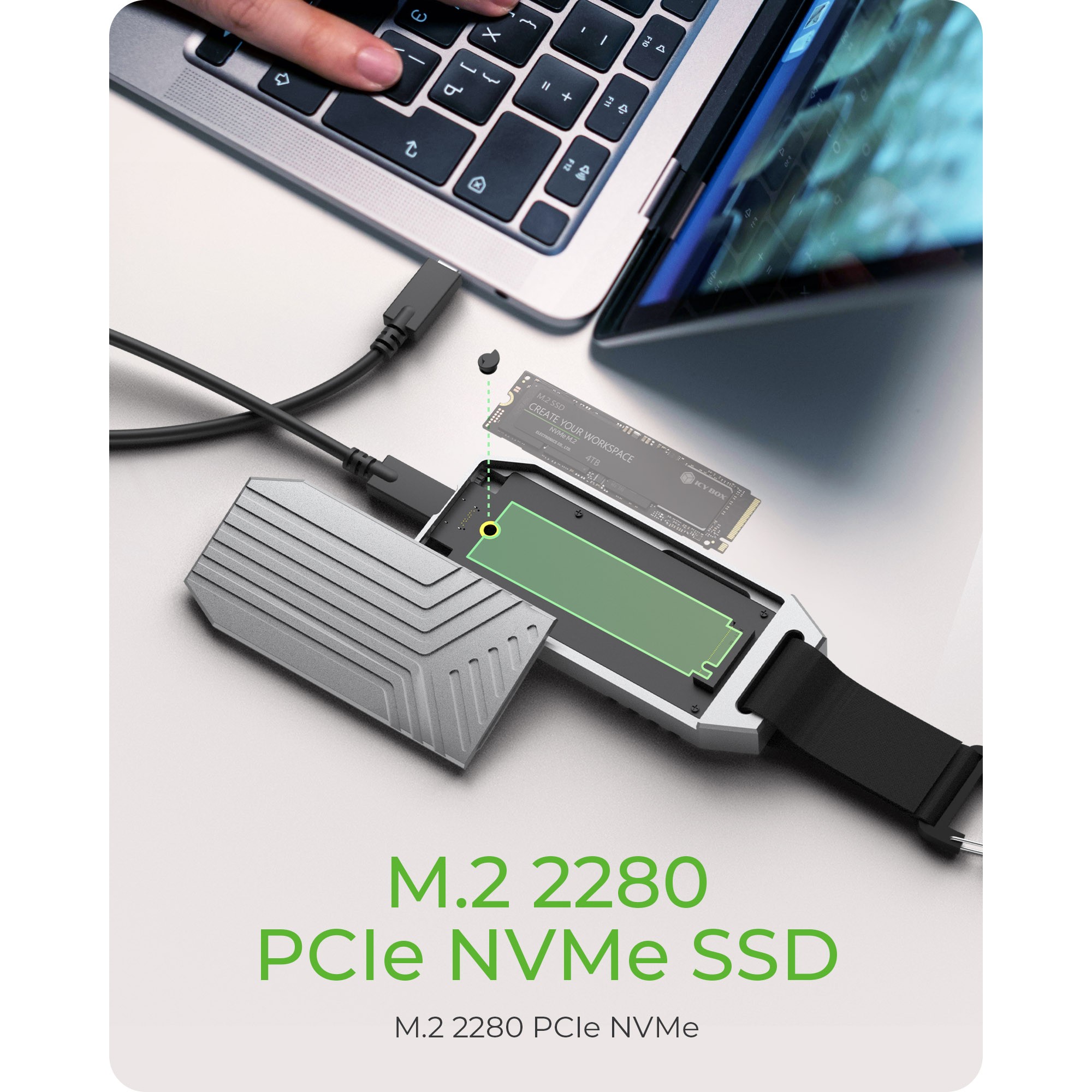 IcyBox IB-1919M-C42 USB4 Gen 3x2 ohišje za M.2 NVMe SSD-12