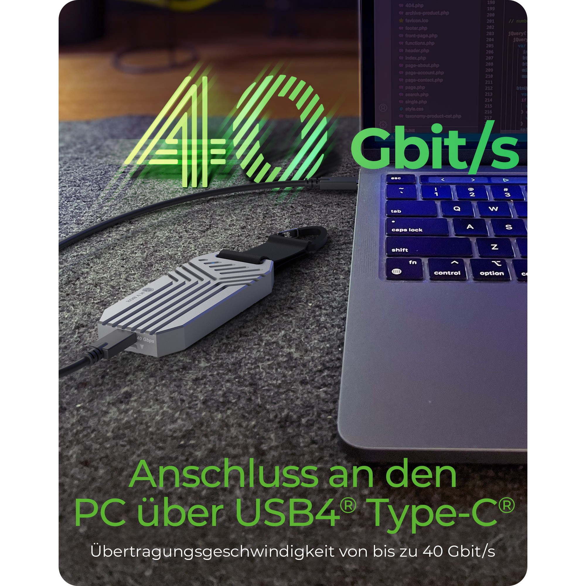 IcyBox IB-1919M-C42 USB4 Gen 3x2 ohišje za M.2 NVMe SSD-14