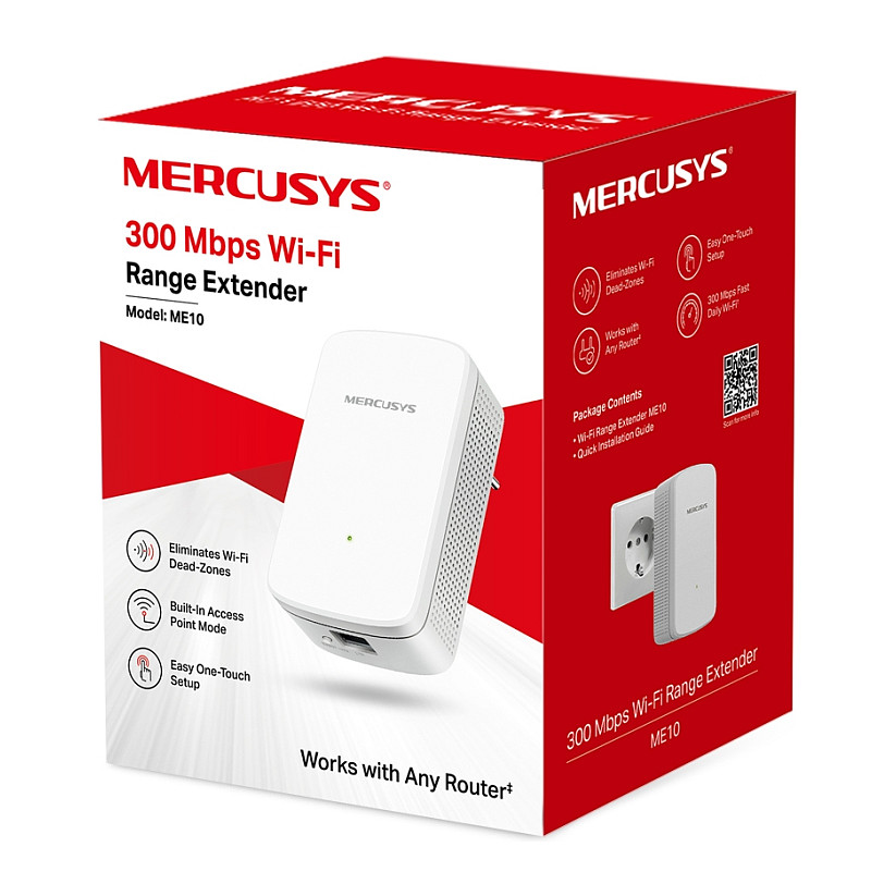 Mercusys ME10 bežični pojačivač dometa (Range Extender) 300Mbps (2.4GH), IEEE 802.11b/g/n 2.4 GHz, 1×LAN,-5