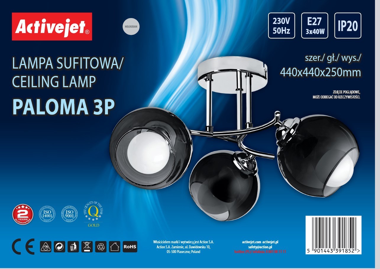 Lampa wisząca ACTIVEJET AJE-PALOMA 3P E27 (3x40W)