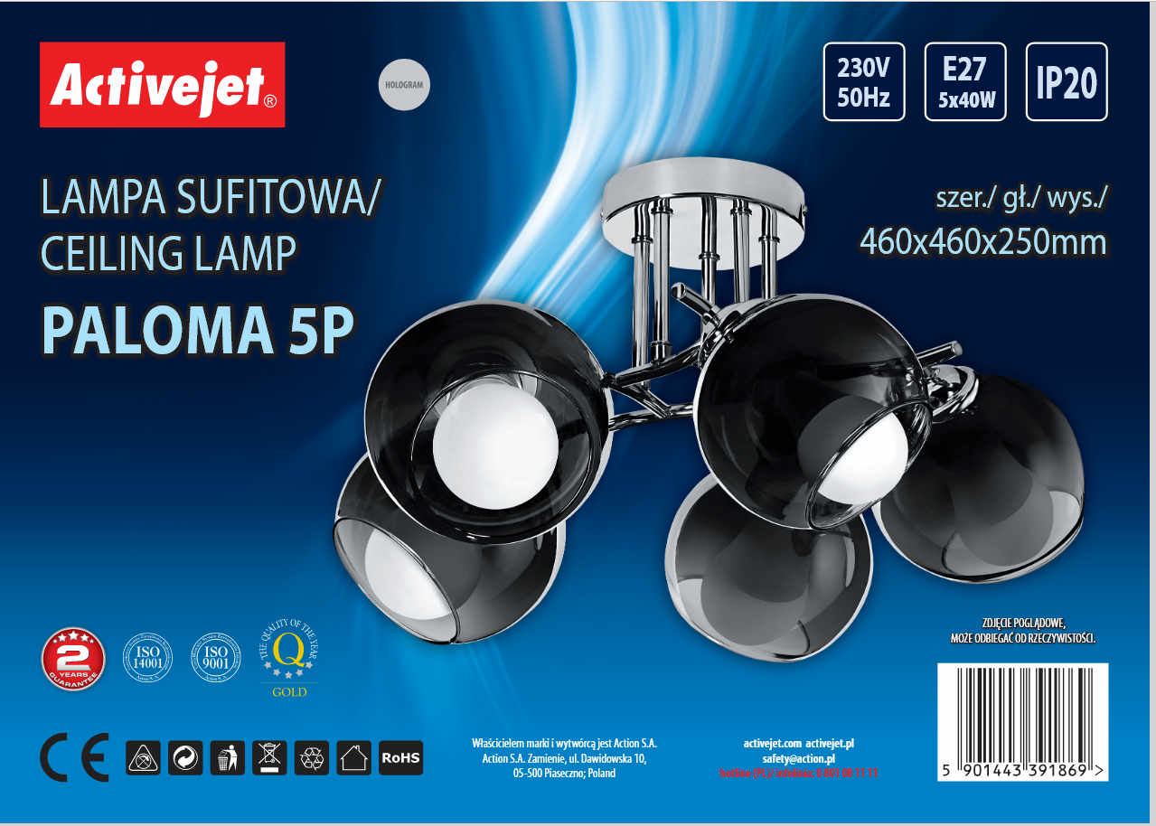 Lampa wisząca ACTIVEJET AJE-PALOMA 5P E27 5x40W