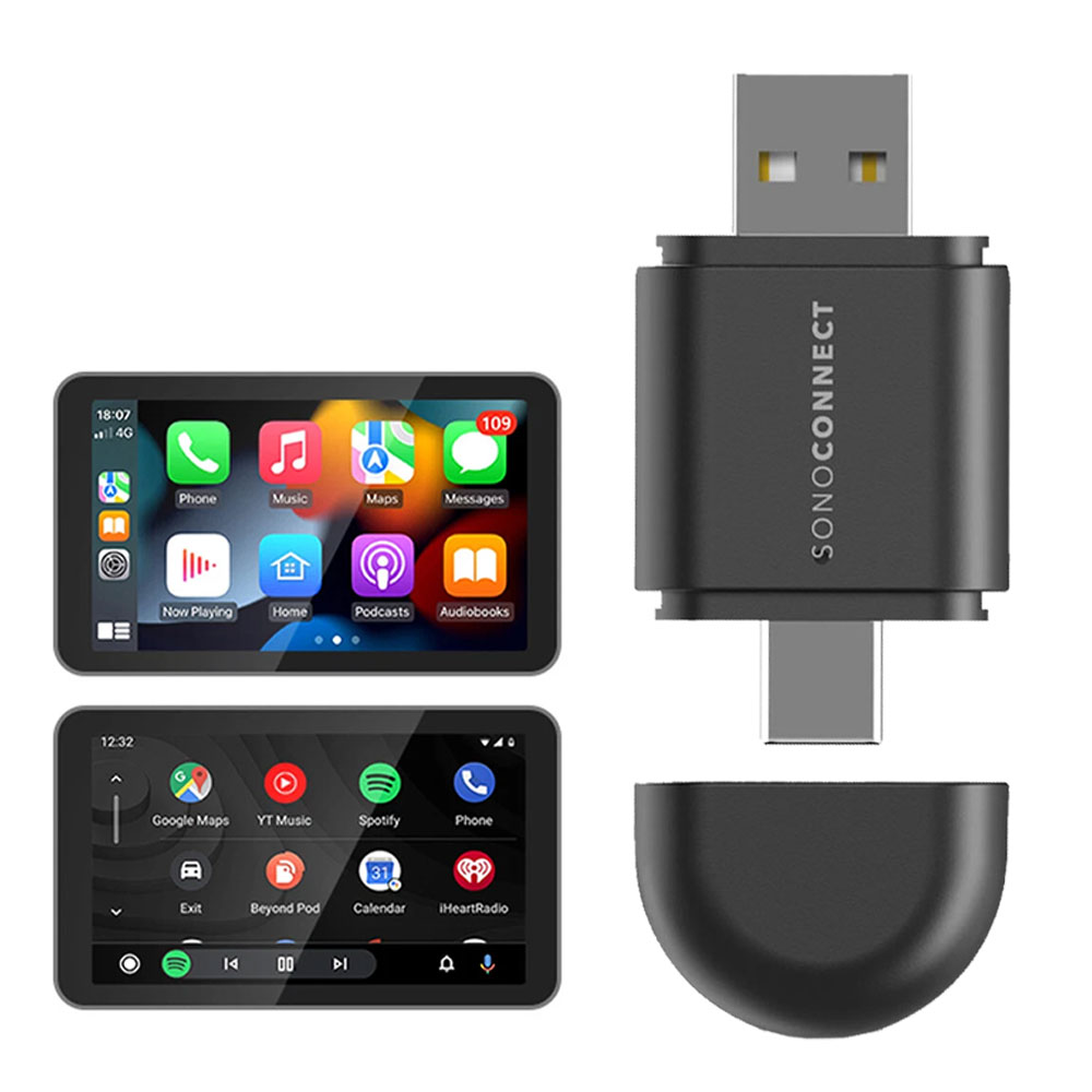 USB adapter SONOCONNECT SC-MiWCA za bežični Apple CarPlay i Android Auto (pretvara žični u bežični, USB-A/USB-C, Bluetooth, Wi-Fi)-2