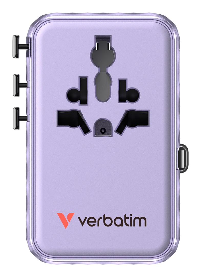 Putni adapter VERBATIM Charge 'n' Travel (100W, USB-C/USB-A, ljubičasti)-1