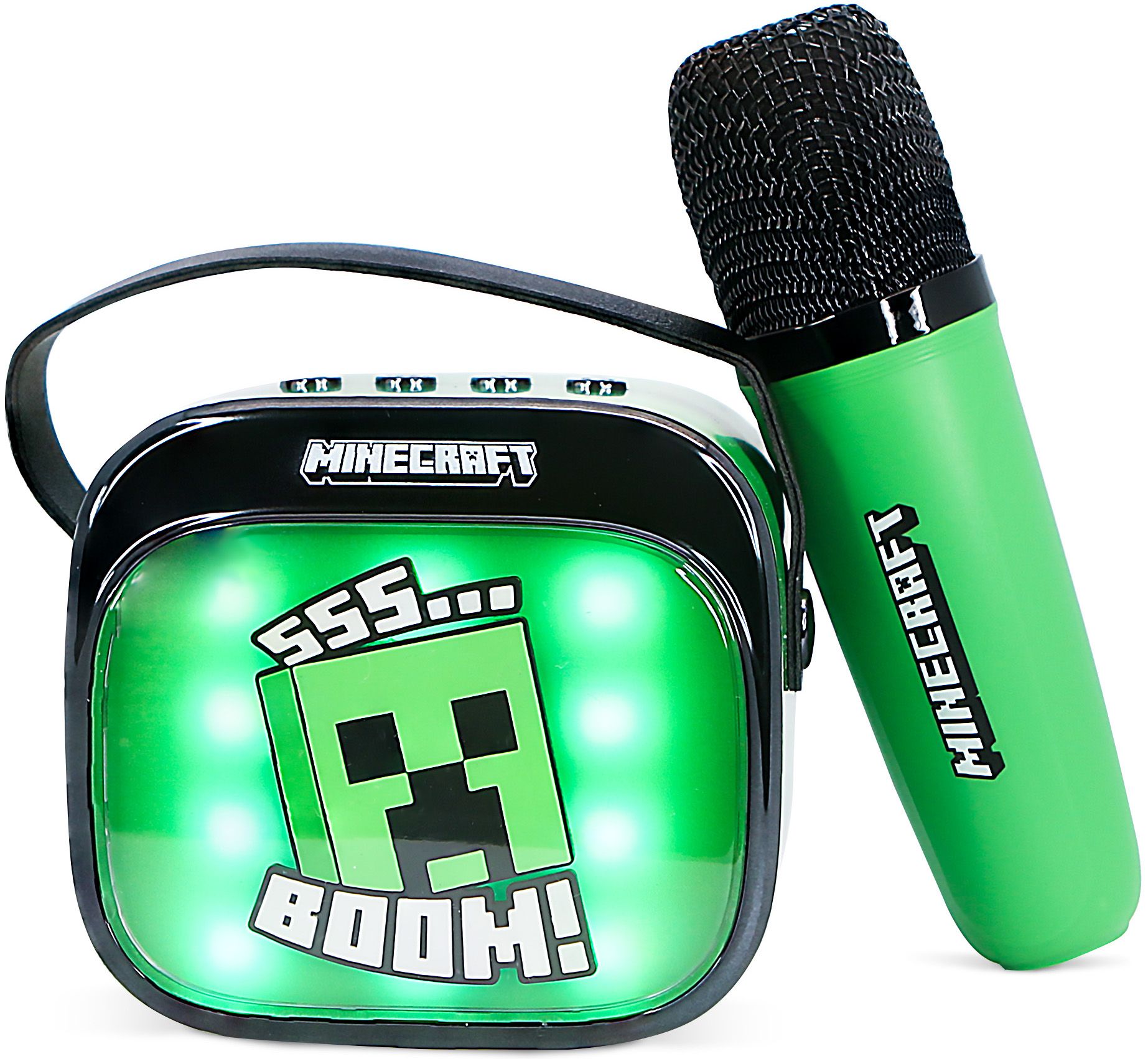 Bluetooth zvučnik s mikrofonom OTL Technologies Minecraft PopSing LED Light Up Wireless Karaoke, zeleni