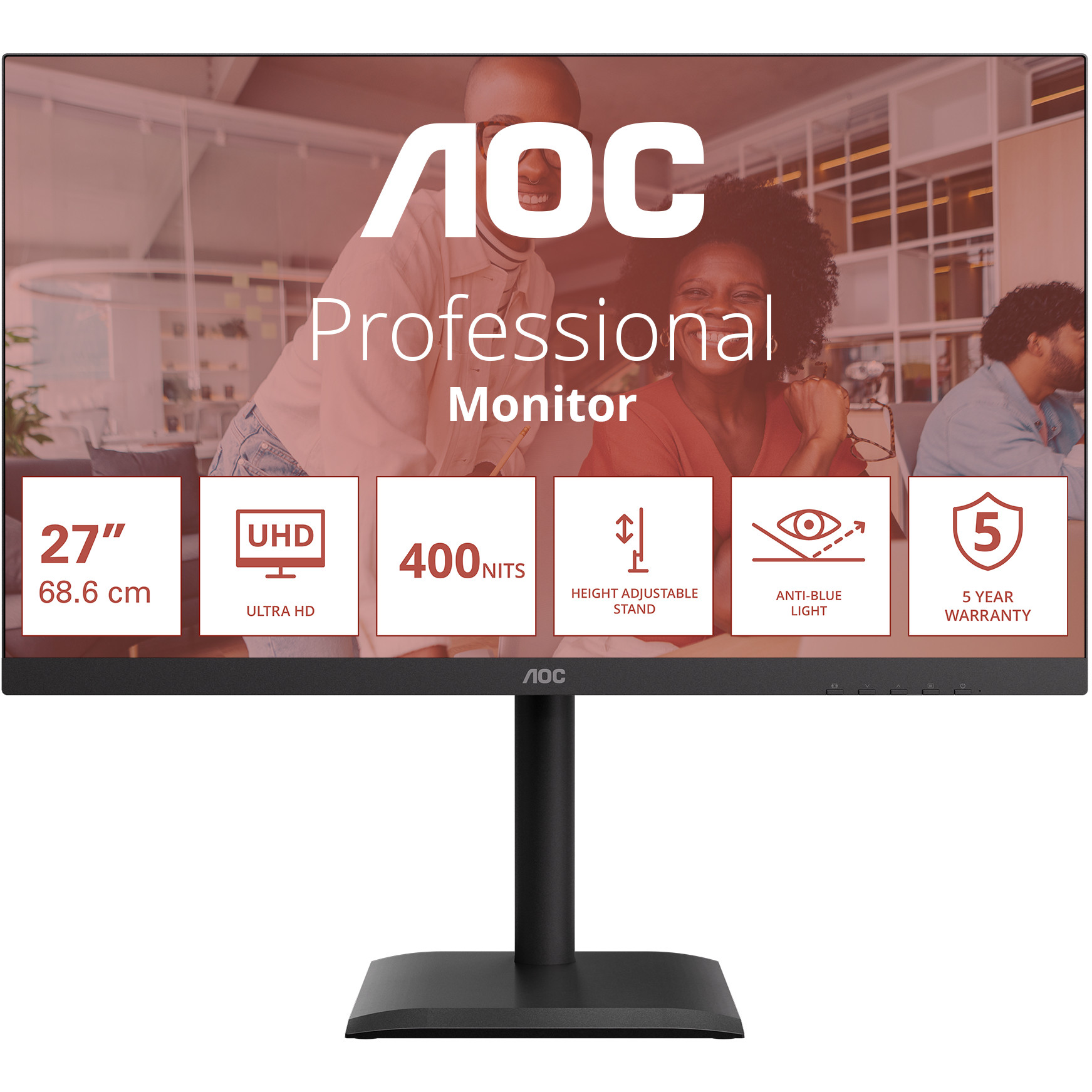 Monitor AOC U27E4CV (27", 4K Ultra HD, LED, 3840 x 2160 piksela, crna)-0