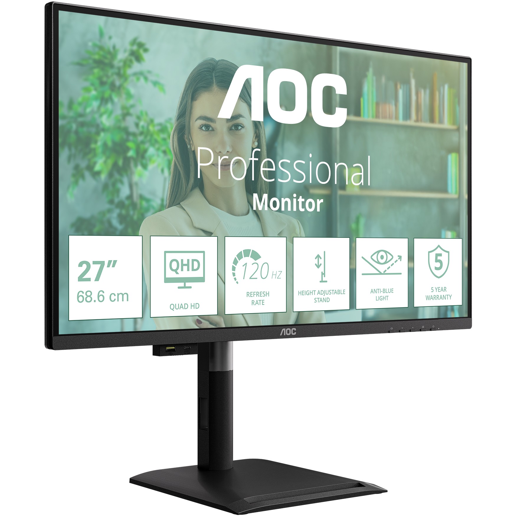 Monitor AOC Q27P4U (27", 2560 x 1440 pixels, Wide Quad HD, Black)-12