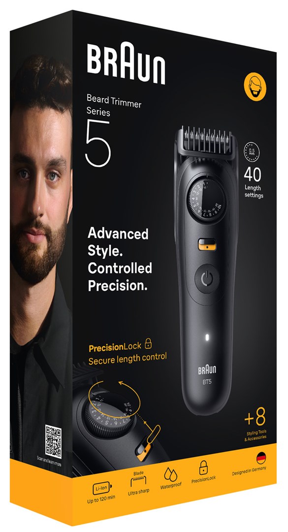 Trimer za bradu BRAUN BeardTrimmer 5 BT5560 (baterija, 40 postavki duljine, Wet & Dry, crna)-2