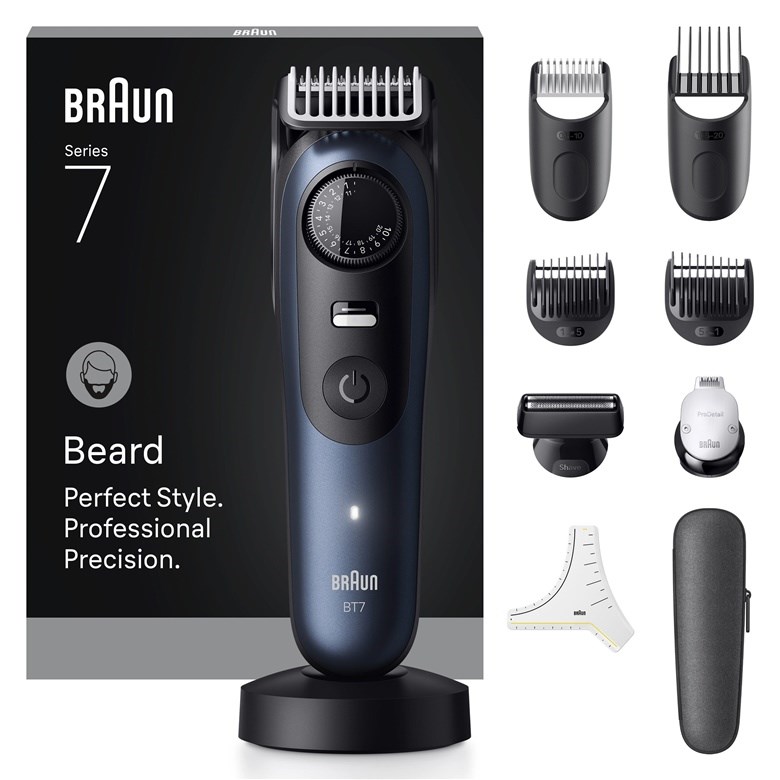 Trimer za bradu BRAUN BeardTrimmer 7 80789809 (baterijsko/mrežno napajanje, 40 postavki duljine, mokro i suho korištenje, tamno plava)-4