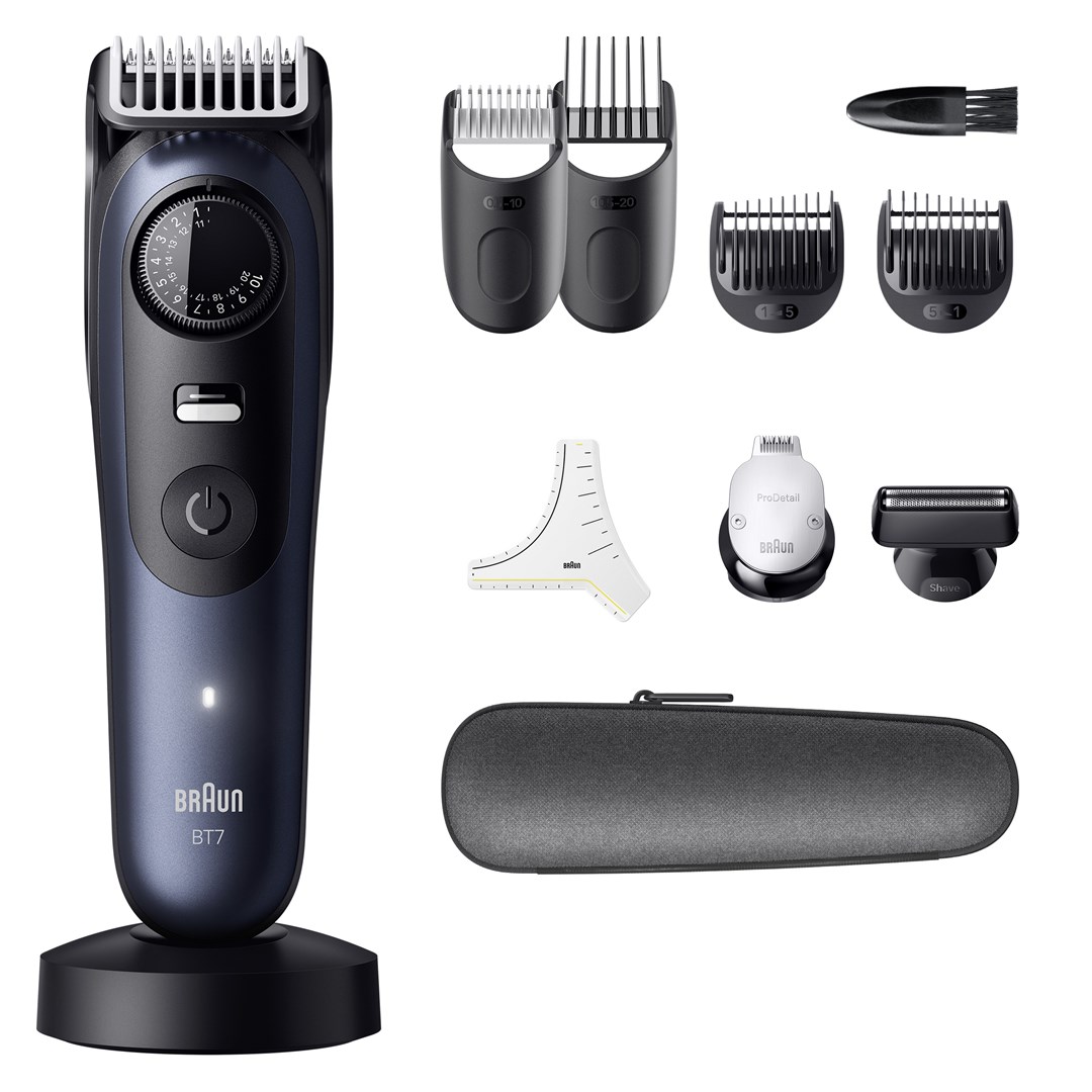 Trimer za bradu BRAUN BeardTrimmer 7 80789809 (baterijsko/mrežno napajanje, 40 postavki duljine, mokro i suho korištenje, tamno plava)-2