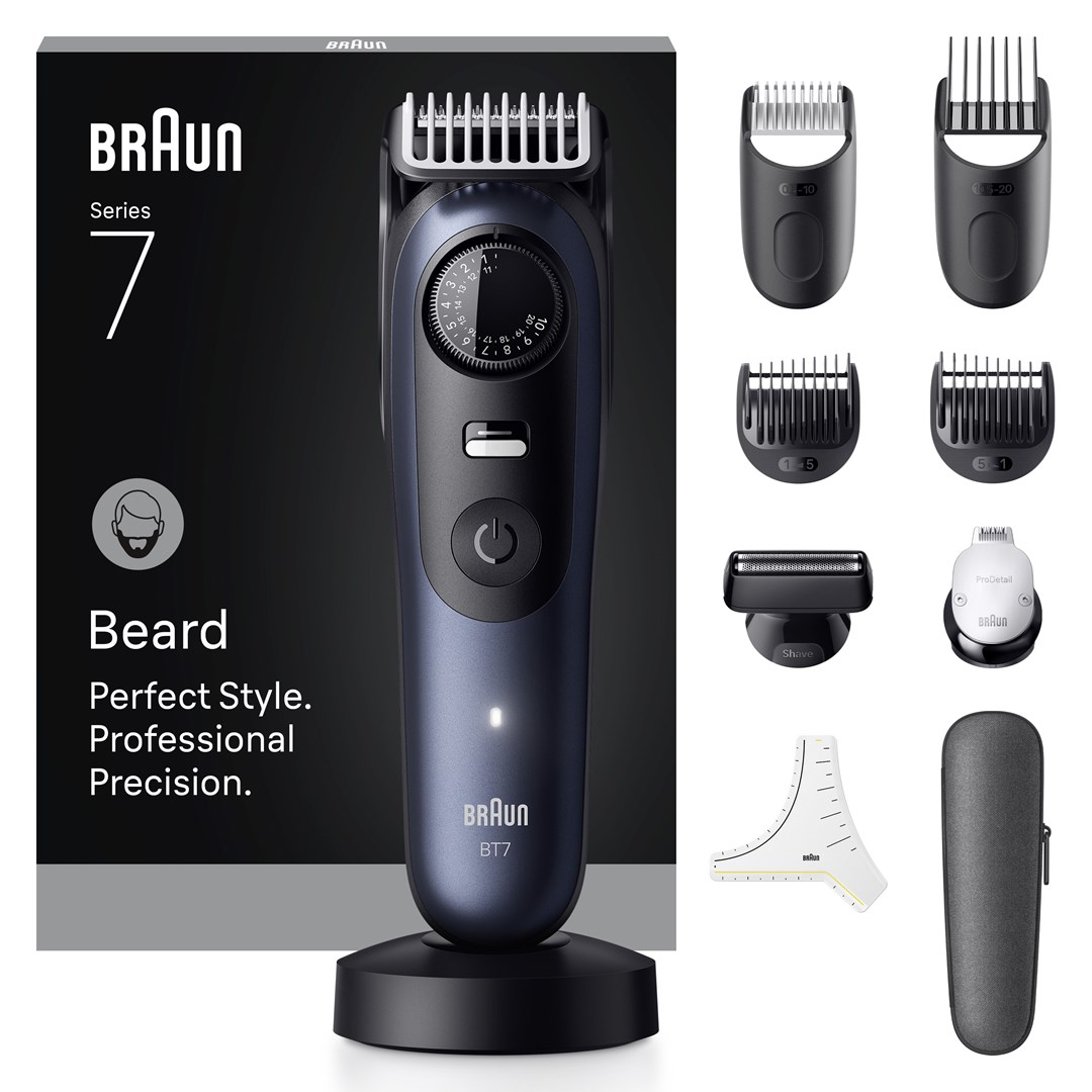 Trimer za bradu BRAUN BeardTrimmer 7 80789809 (baterijsko/mrežno napajanje, 40 postavki duljine, mokro i suho korištenje, tamno plava)