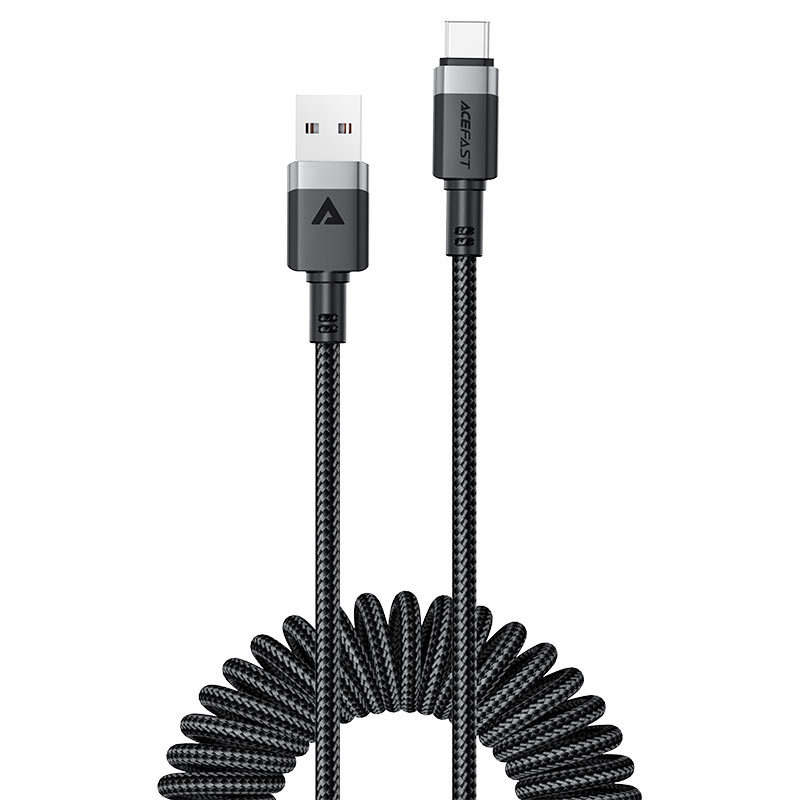 USB kabel ACEFAST USB-A<>USB-C, Spring Charg.cable - BLACK-0