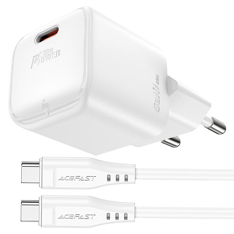 Punjač ACEFAST GaN USB-C Mini Charger Set,PD30W (USB-C, 30W, bijeli)-0