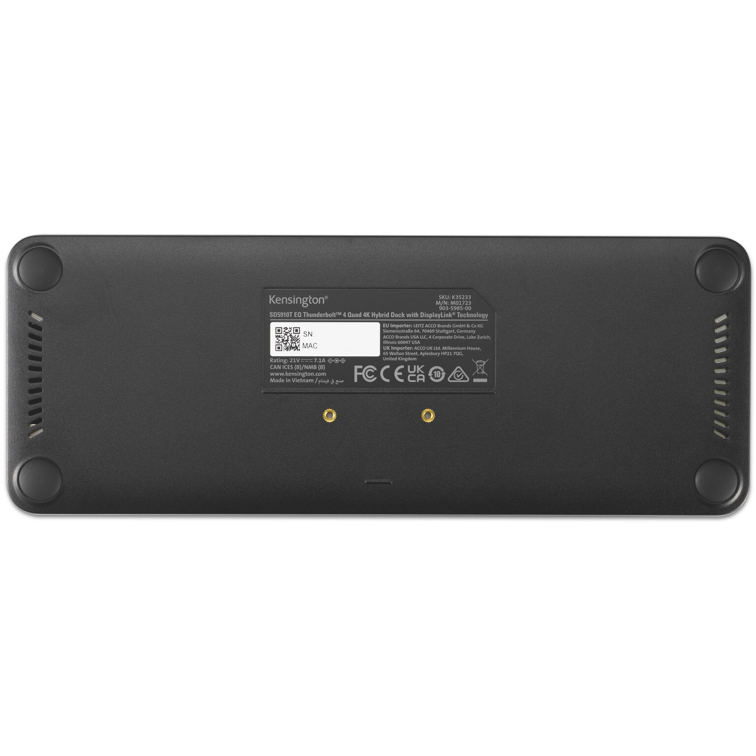 Docking Station KENSINGTON SD5920T EQ (USB4/Thunderbolt 4, 2 x HDMI, 3 x DP, 2 x Thunderbolt 4, 1GbE, 2.5GbE, 149.1 Watt)-4