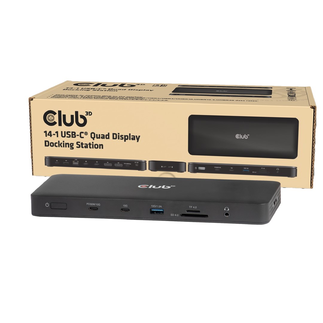Docking stanica CLUB 3D Quad-Display 14-in-1 USB-C (4K60Hz, PD, 100W)