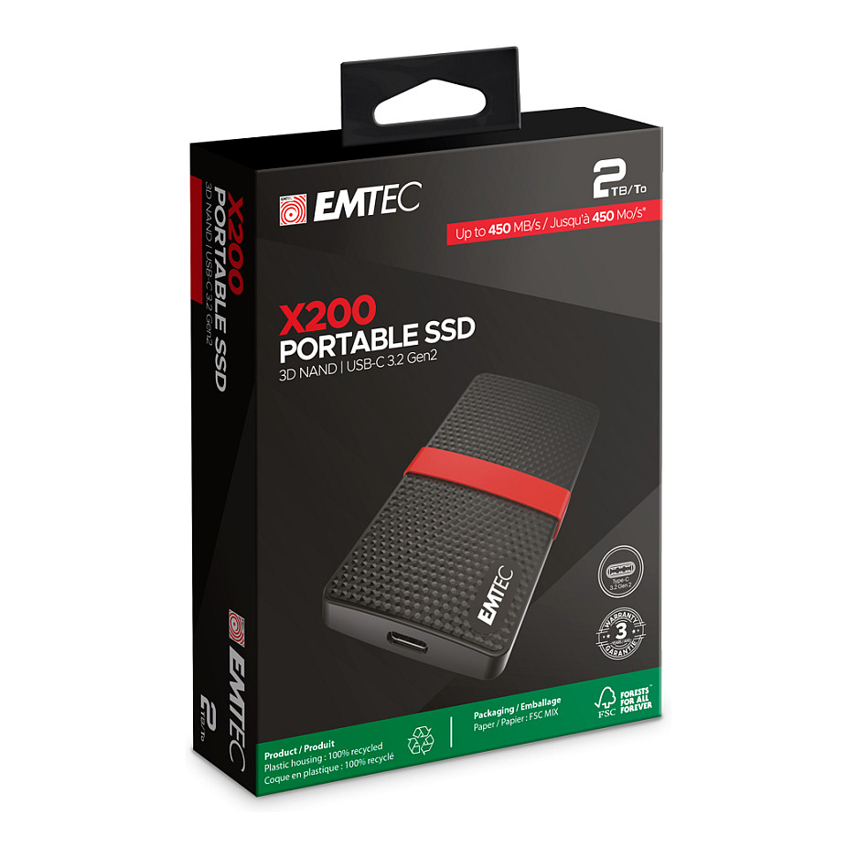 SSD EMTEC X200 Drive (2 TB, USB-C, 450 MB/s)-5
