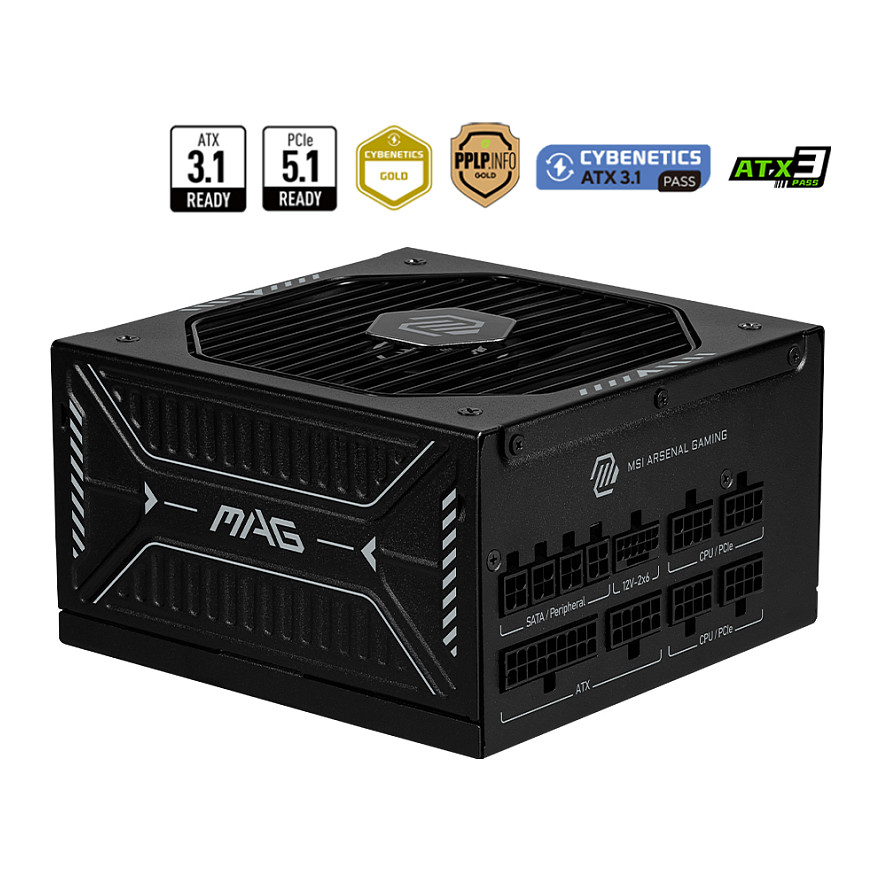 Napajanje za računalo MSI MAG A850GLS PCIE5 (850W, 80+ Gold, ATX 3.1, Potpuno modularno)-0