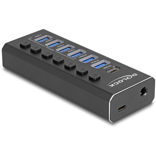 USB HUB DELOCK 7Port USB Hub with 3 Ports 10 Gbps and 4 Fast ChargingP