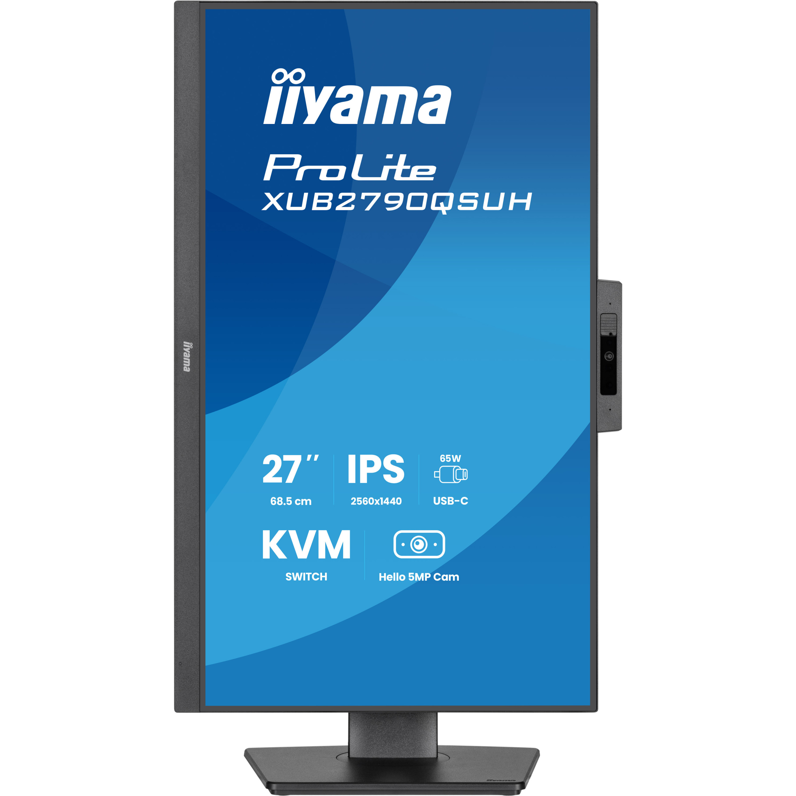 iiyama XUB2790QSUH-B2 27" IPS-panel 2560x1440 100Hz Windows Hello Camera 5MP Auto Focus 15cm Stand Height Adjustment 4ms 250-8