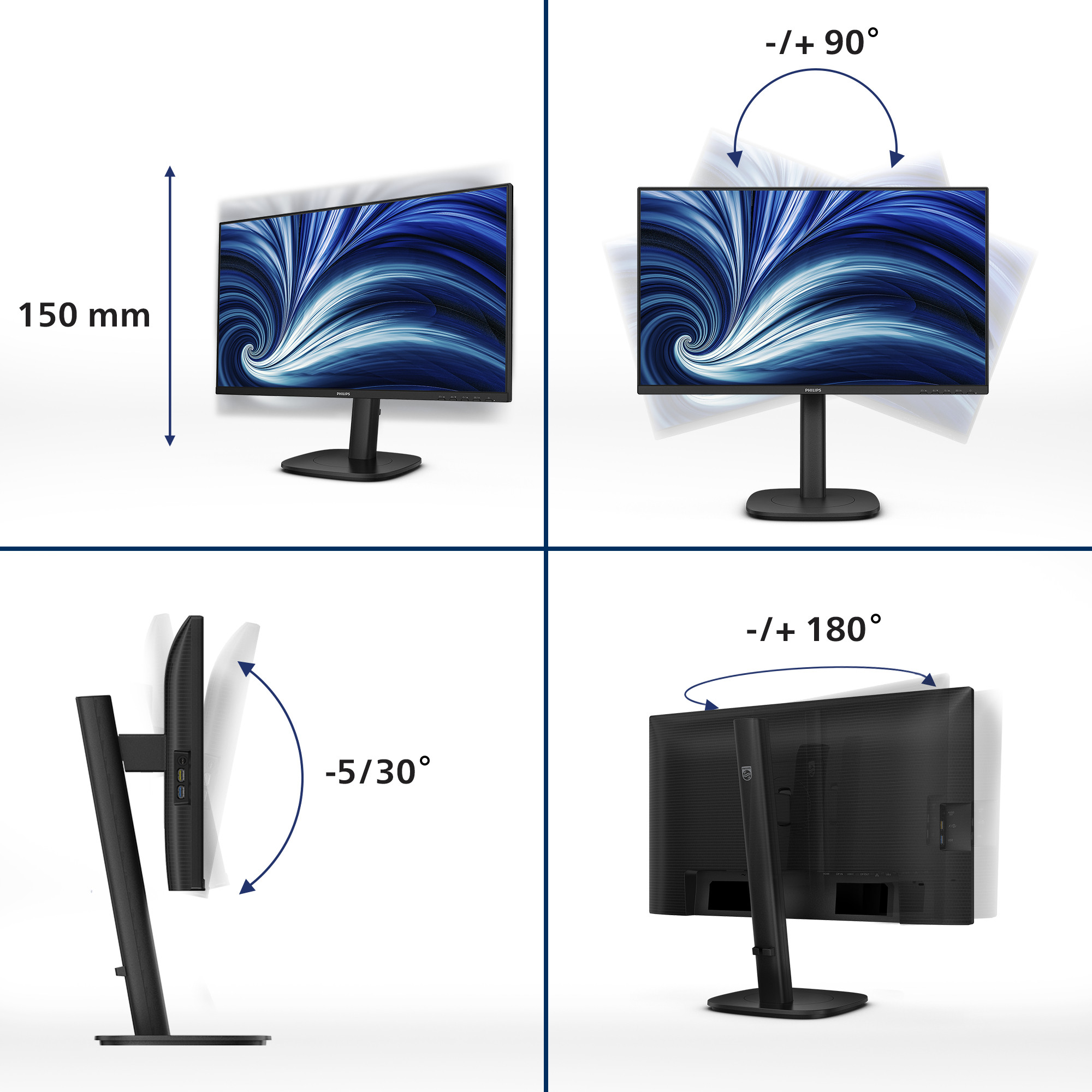 Monitor PHILIPS 24B2U3301 60.5cm (23.8") 1609 HDMI DP USB-C IPS-6